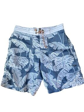 Howler Brothers Boys Large Board Shorts Swim Trunks Tropical Palms Blue 10-12 Yr